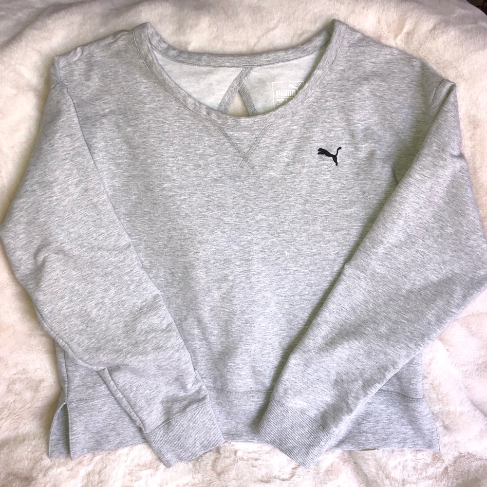 Puma grey open back sweatshirt ~ size Large